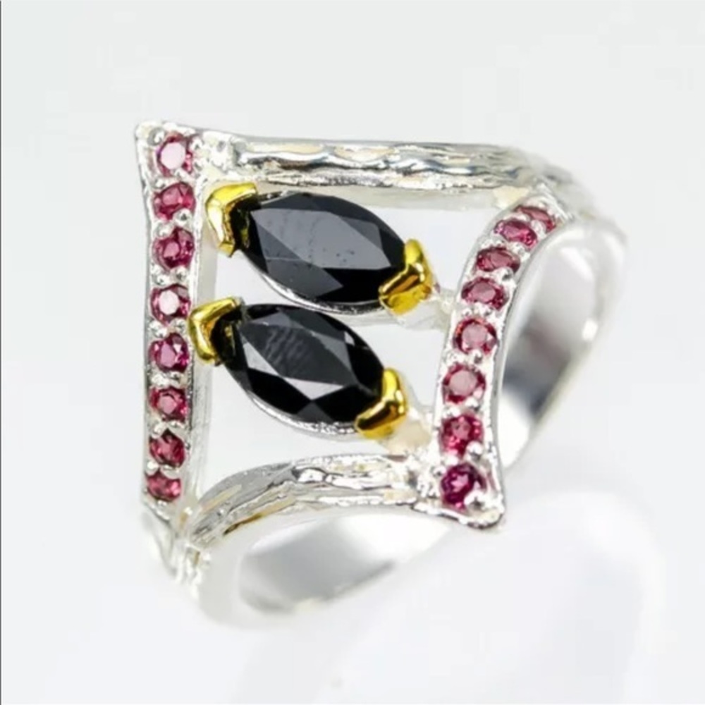 Artisan crafted Spinel & Sterling ring size 7.25